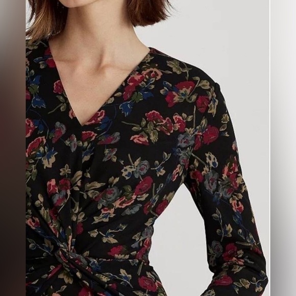 LAUREN RALPH LAUREN Floral Surplice Jersey Dress Size 4 and 8 - Picture 4 of 12